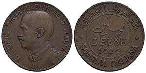 Somalia - 2 Bese - 1924 - CU Pag. 984; Mont. ... 