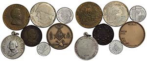 Medaglie - Lotto di 6 medaglie e 2 lire 1958 ... 