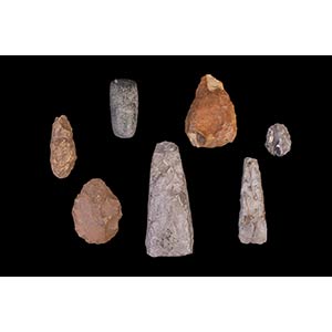 COLLECTION OF 7 STONE TOOLS Paleolithic and ... 