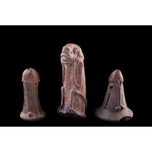 COLLECTION OF 3 PRECOLUMBIAN PENIS RATTLES ... 