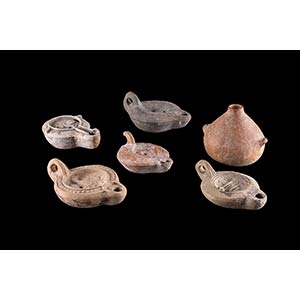 COLLECTION OF ROMAN LAMPS AND VASE Roman ... 