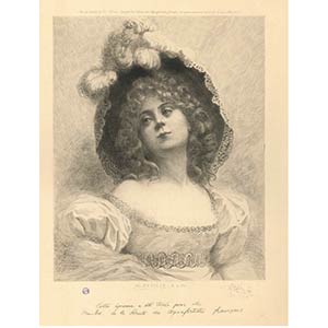 Madame M. is a black and white etching and ... 
