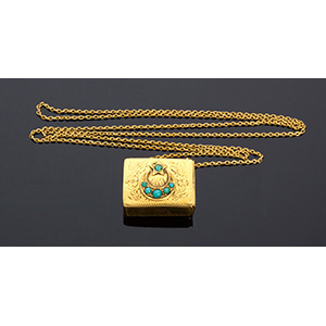 Antique 21k yellow gold turquoise ... 