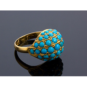 Antique 22k yellow gold turquoise ring; ; ... 