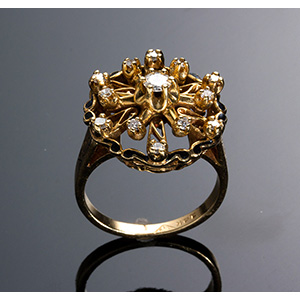 Vintage 14K Gold and diamond Ring -  USA ... 