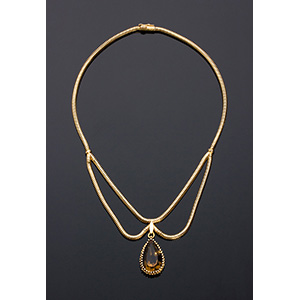 18K yellow gold smoky quartz necklace - ... 