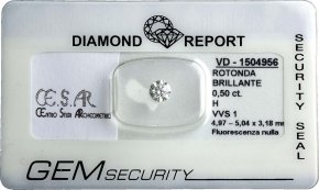 0,50 ct DIAMOND; ; color H, clarity VVS1. ... 