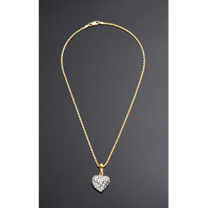 18K Gold Diamond Heart Pendant Necklace; ; ... 