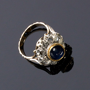 14K GOLD SILVER DIAMOND AND BLUE SAPPHIRE ... 
