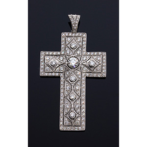 Art Decò Platinum & Diamond Cross Pendant; ... 
