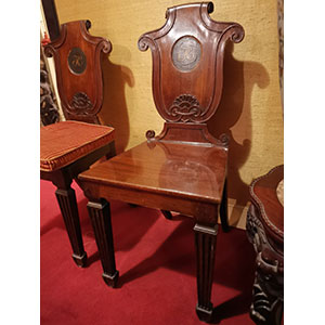 Pair of italian hall chairs Neo-Renaissance ... 