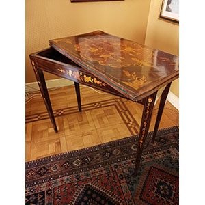 Card table Inlaid top, folding top, straight ... 