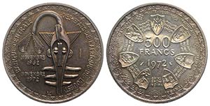 Africa Occidentale AR 500 franchi 1972