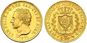 Carlo Felice (1821-1831) 80 lire 1826 T     ... 