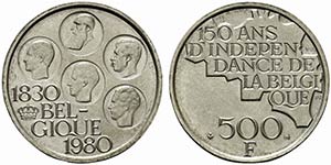 Belgio. AR 500 franchi 1980. (25,13 g.) per ... 