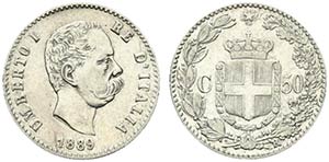 Umberto I (1878-1900) 50 centesimi 1889 ... 