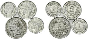 Francia lotto di 4 monete 5 francs 1949, 2 ... 