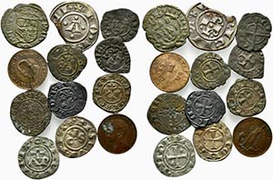 Lotto di 12 monete medioevali di area ... 