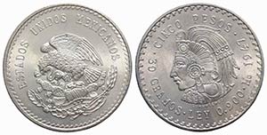 Messico. AR 5 Pesos 1947 (40mm, 30.18g, 6h). ... 