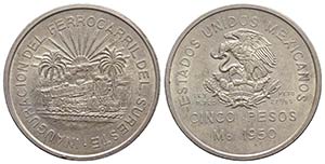 Messico. AR 5 Pesos 1950 (40mm, 27.77g, ... 