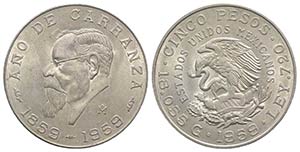 Messico. AR 5 Pesos 1959, Centennial of ... 