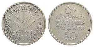 Palestina. AR 50 Mils 1935 (23.5mm, 5.71g, ... 