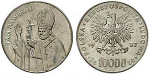 Polonia. 10000 złoty 1987, Giovanni Paolo ... 
