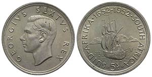 Sud Africa. AR 5 Shillings 1952 (39mm, ... 