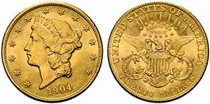 USA. 20 Dollari Coronet Head 1904, ... 