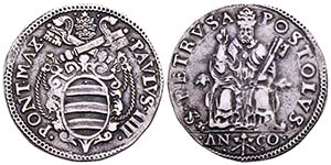 ANCONA.Paolo IV (1555-1559) Testone (g. ... 