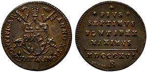 BOLOGNA. Pio VII (1800-1823) Quattrino 1816/ ... 