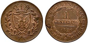 BOLOGNA. Carlo Felice (1821-1831) 1 cent. ... 