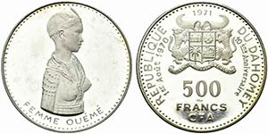 Dahomey. AR 500 francs 1971. KM. 3.1. Raro. ... 