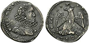 MESSINA. Filippo IV (1621-1665) 4 tari 1651 ... 