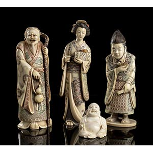FOUR IVORY SCULPTURESChina, early 20th ... 