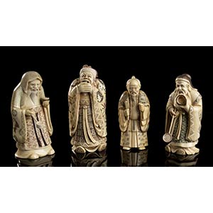 FOUR IVORY SCULPTURESChina, early 20th ... 