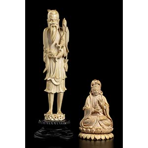 TWO IVORY SCULPTURESChina, early 20th ... 