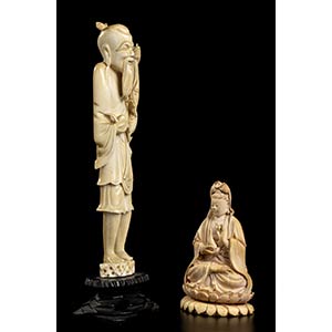 TWO IVORY SCULPTURESChina, early ... 