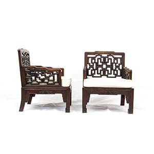 A PAIR OF WOOD ARMCHAIRSChina, ... 