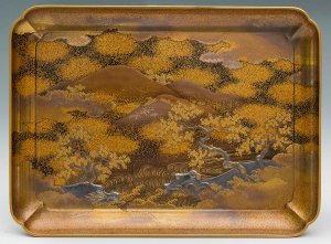 A LACQUERED AND GILT WOOD TRAY, KOBONJapan, ... 
