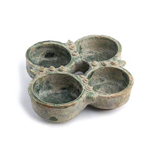 A GREEN GLAZED FOUR-BOWLS CONTAINERIran, ... 