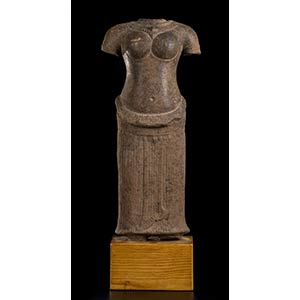 A STONE SCULPTURE OF A FEMALE DEITYKhmer, ... 
