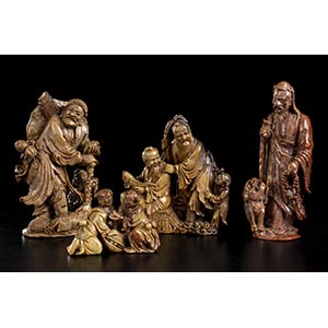 FOUR SOAPSTONE SCULPTURES China, 20th ... 