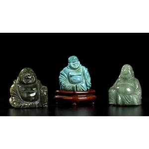 THREE BUDAI, ONE IN TURQUOISE TWO IN ... 