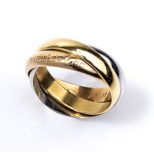 Gold ring - by CARTIER  three intertwined ... 