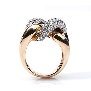 Gold and diamonds ring  18k rose ... 