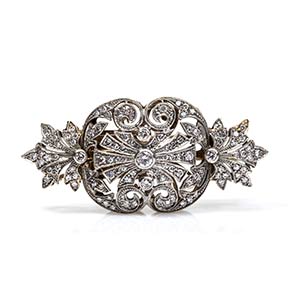 Gold and diamonds vintage brooch  18k white ... 