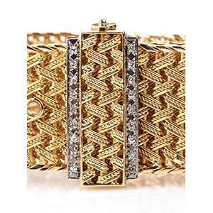 Gold and diamonds band bracelet - ... 