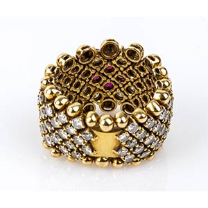 Gold, rubies and diamonds ring ... 