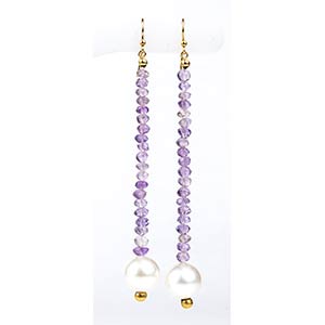 Gold, amethyst and freshwater pearl drop ... 